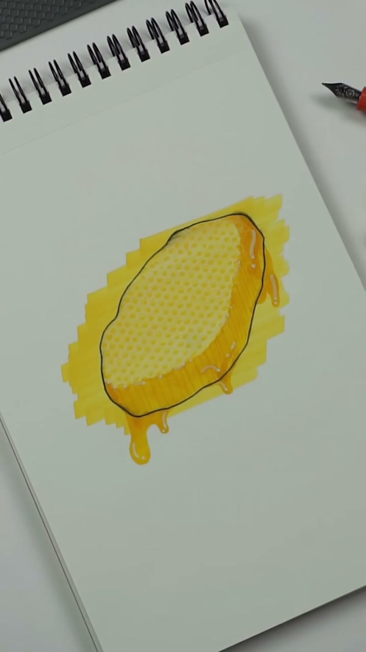Honeycomb and bee sketch (video still) by Arne Klausmann