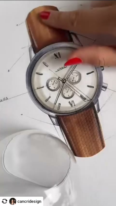 Watch sketch with a textured strap (video still) by Hulya Hanlı
