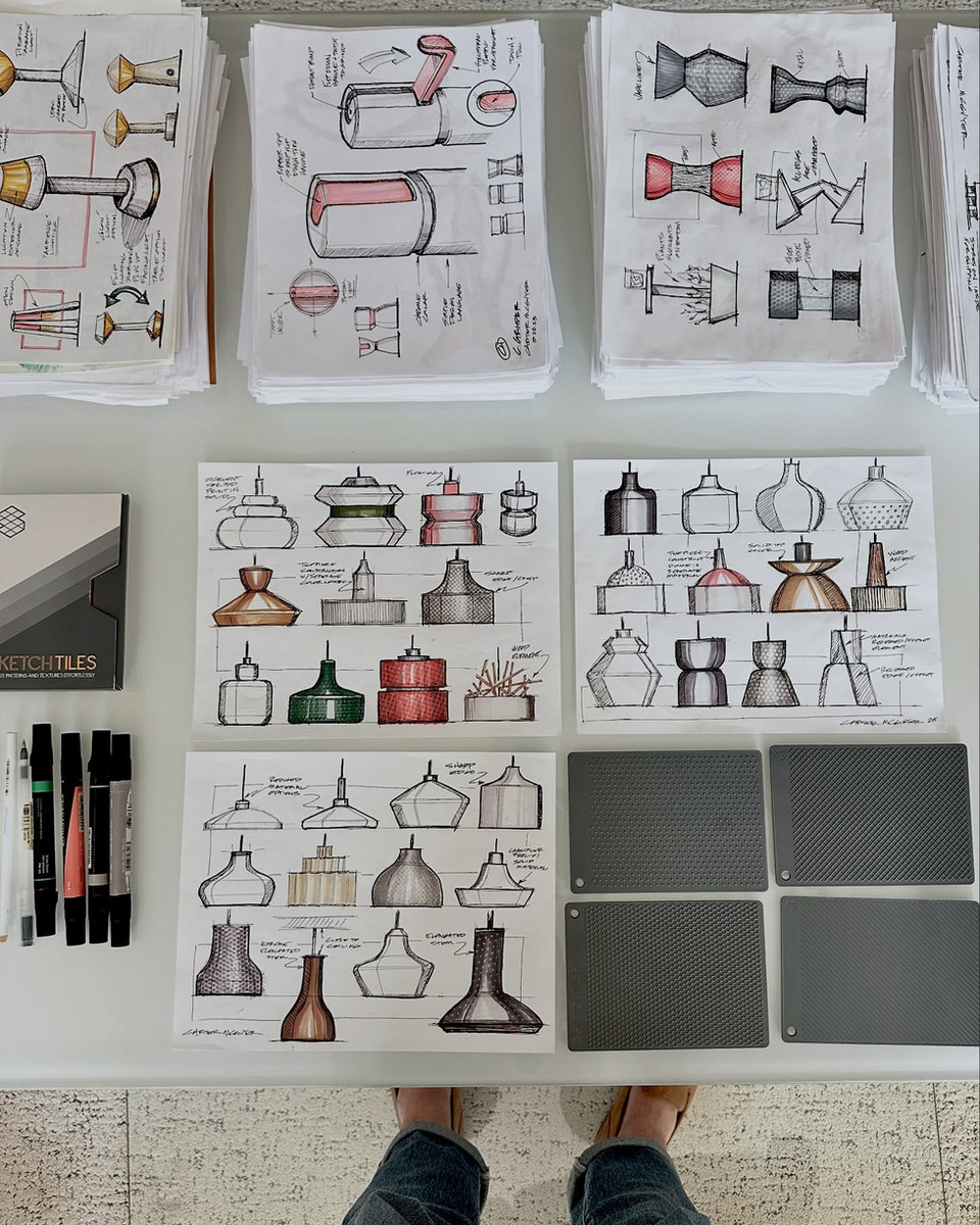A sketchbook spread of colour and surface variations by Carter McGuyer