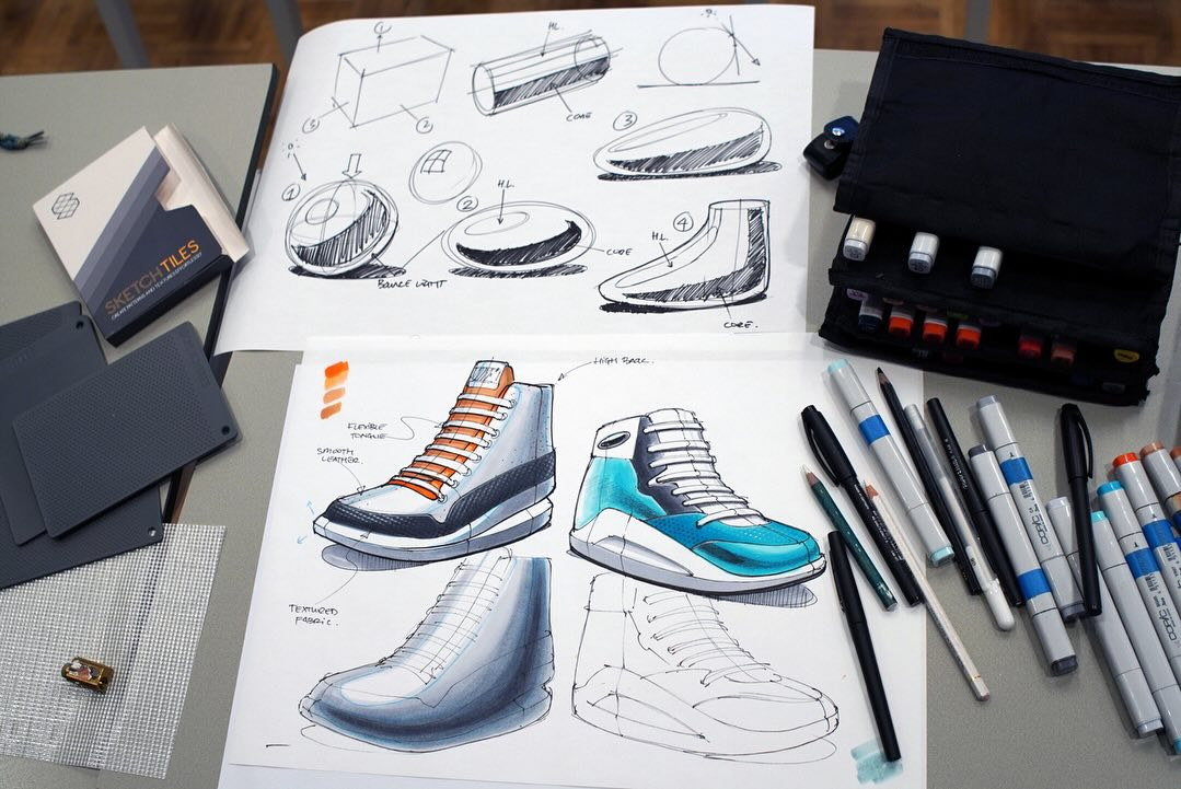 Footwear studies with the tiles and drawing tools by Martijn van de Wiel