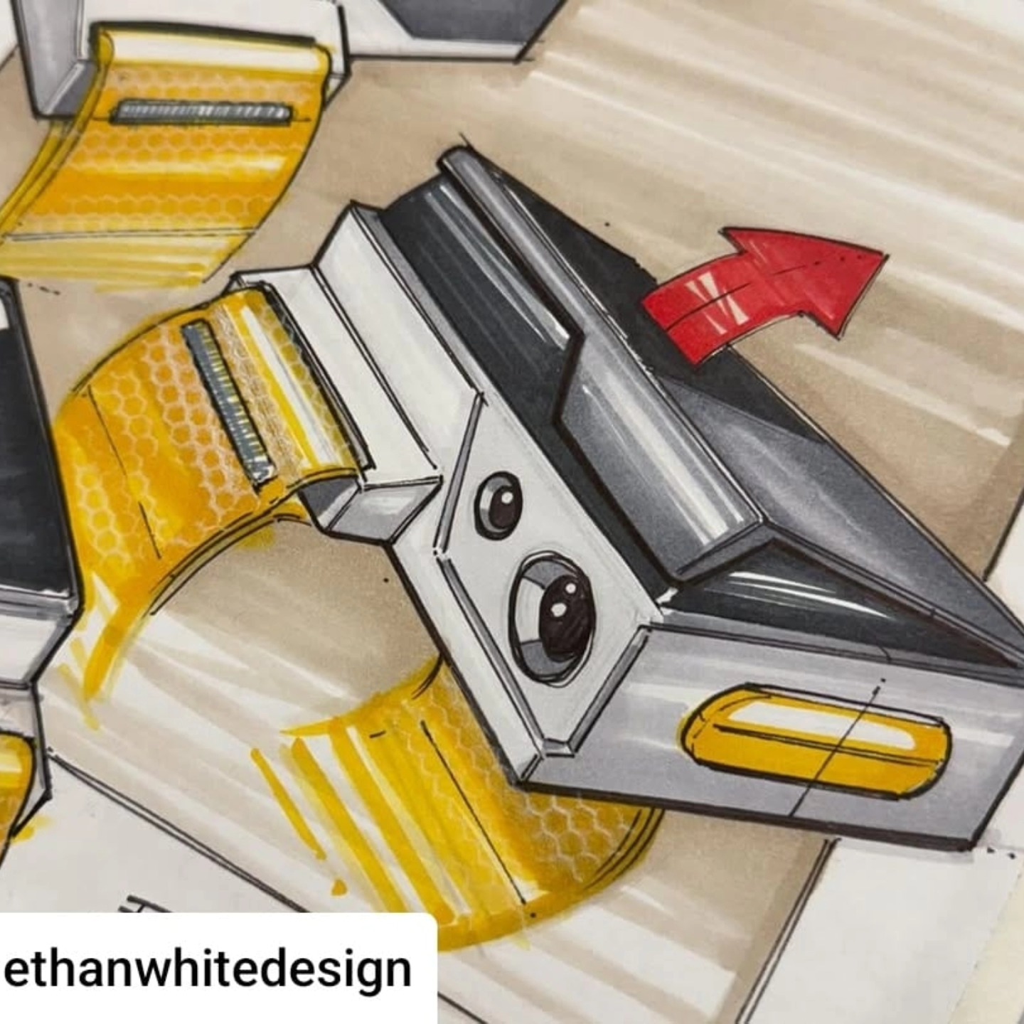 Yellow and grey wearable tool details by Ethan White