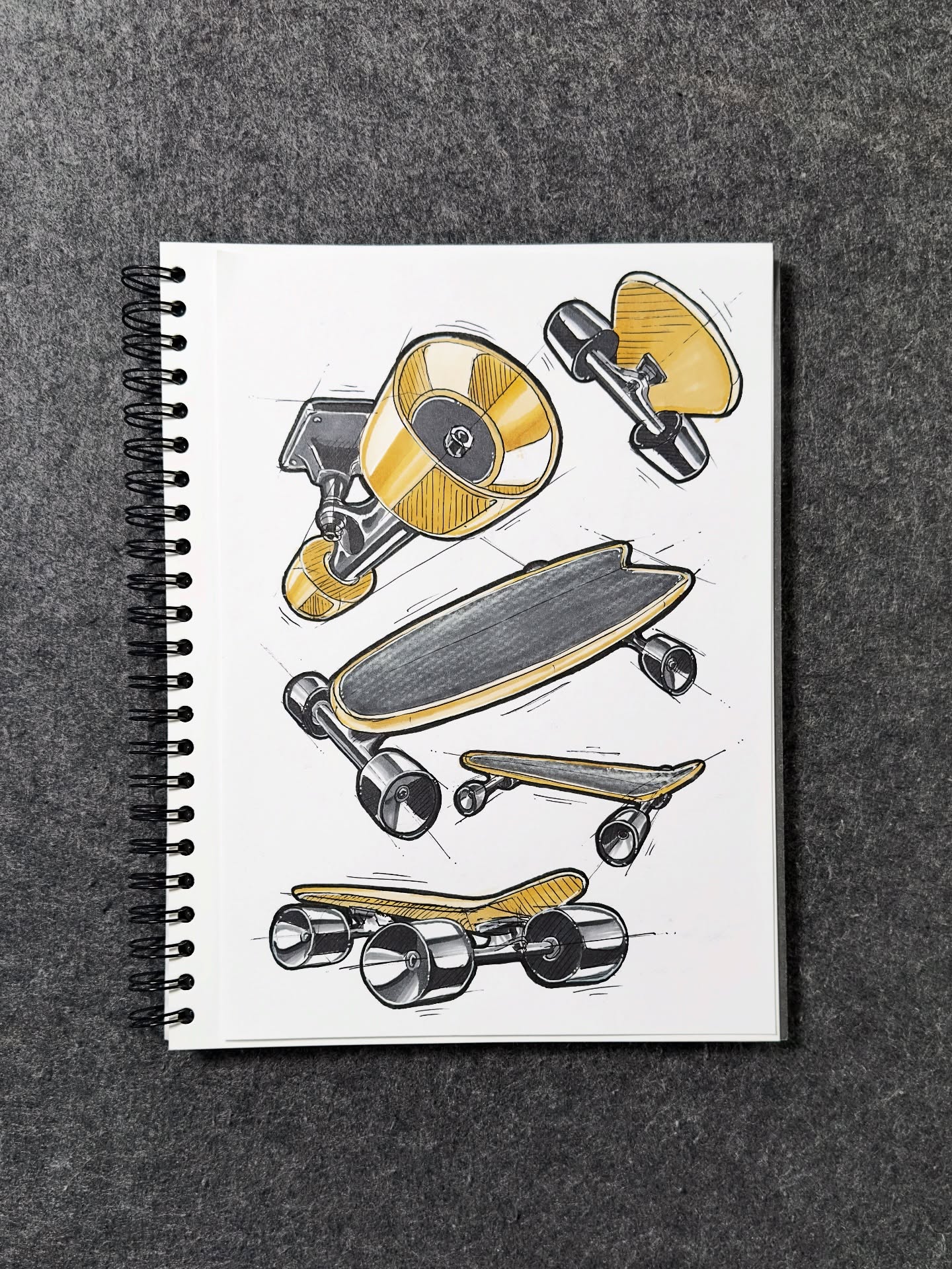 Yellow and black longboard concept by Kai Rump