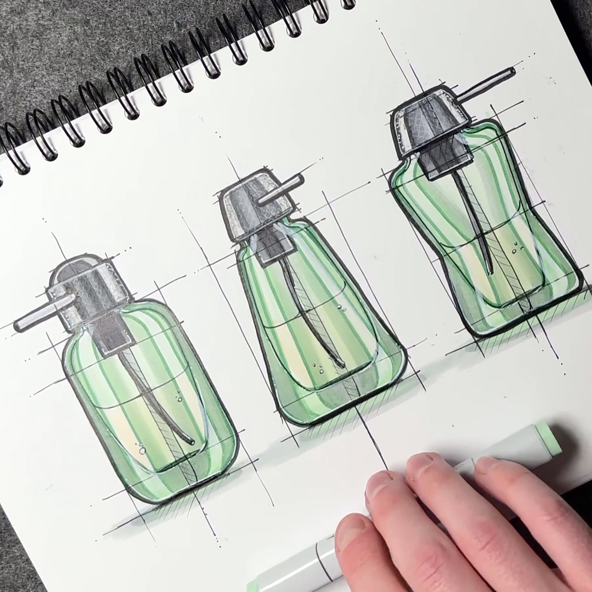 Green soap dispenser studies by Kai Rump