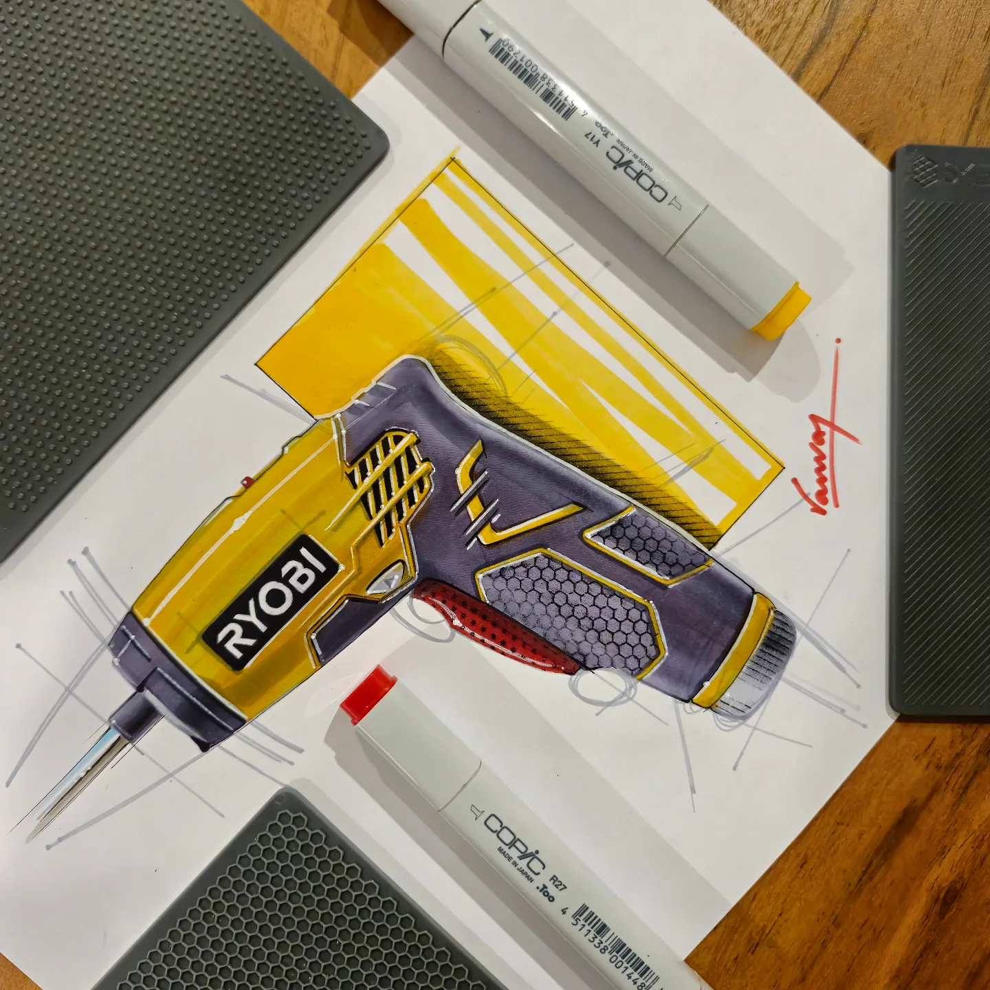 Yellow power drill by Dr. Kanvar Nayer