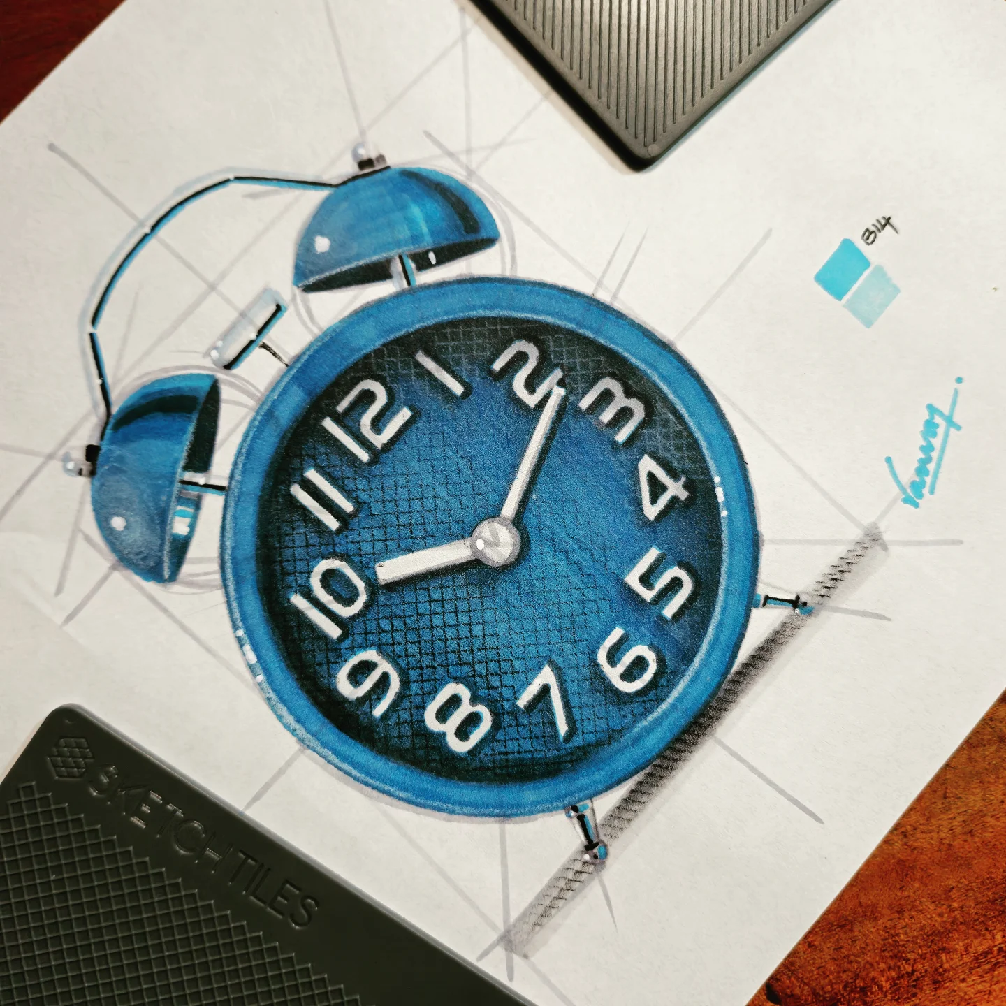 Blue alarm clock by Dr. Kanvar Nayer