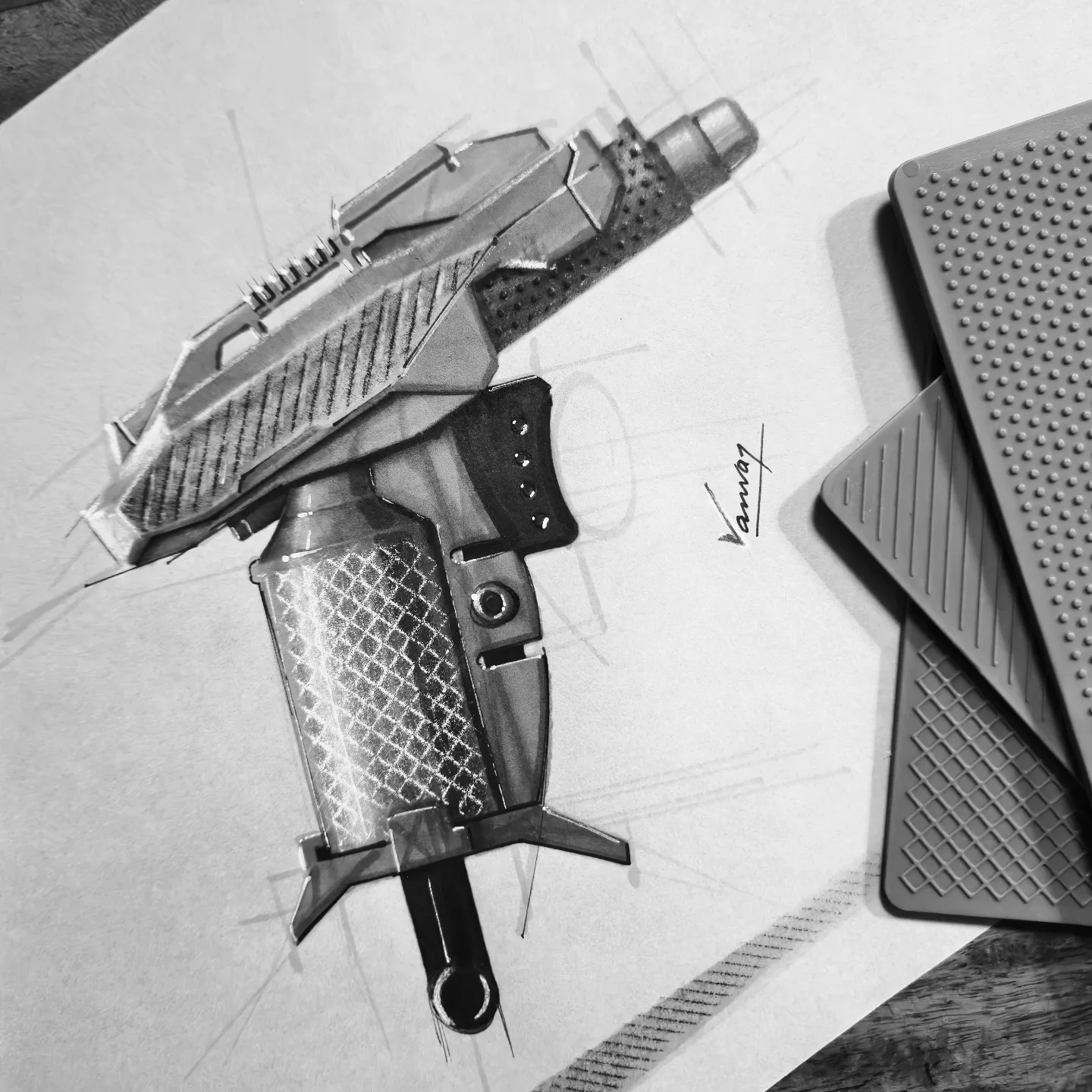 Grey blaster sketch by Dr. Kanvar Nayer