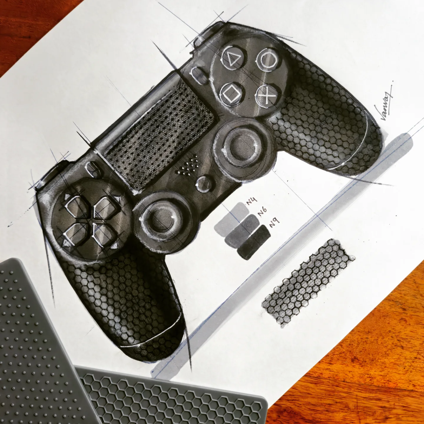 Game controller with patterned grips by Dr. Kanvar Nayer