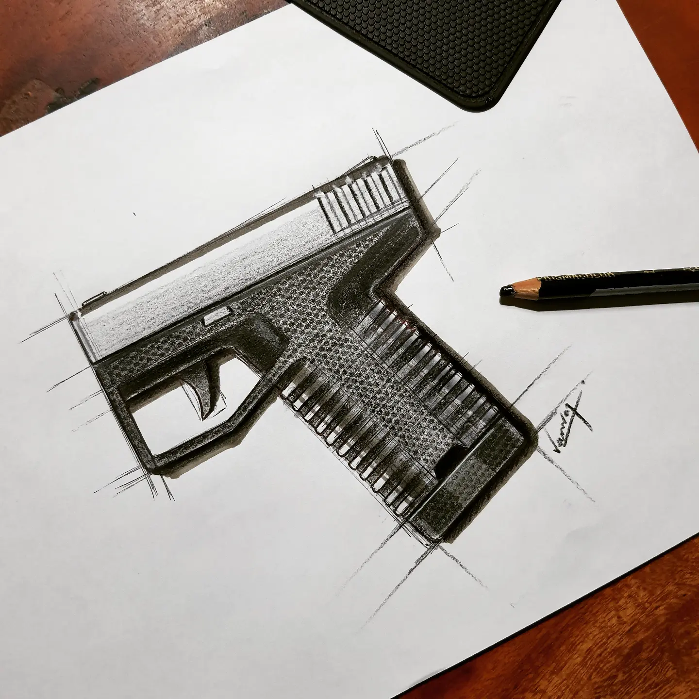 Black pistol sketch by Dr. Kanvar Nayer