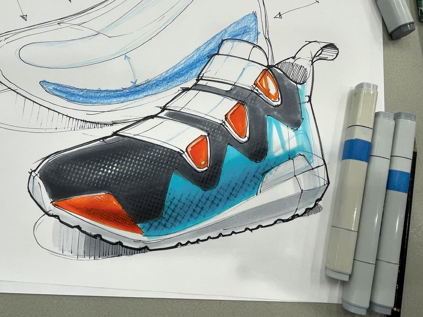 Turquoise and orange sneaker concept by Martijn van de Wiel