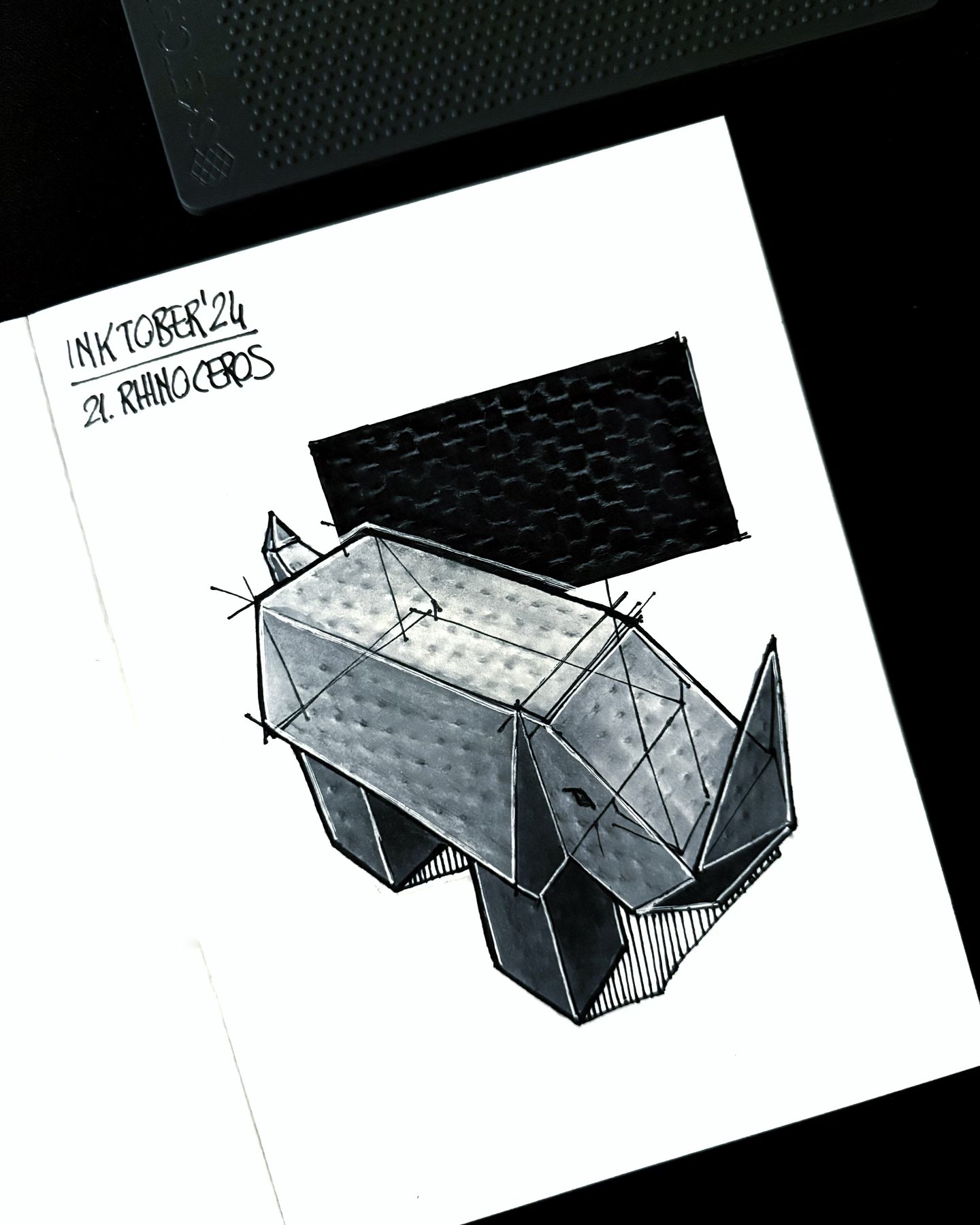Rhinoceros sketch with textured shading by Oz