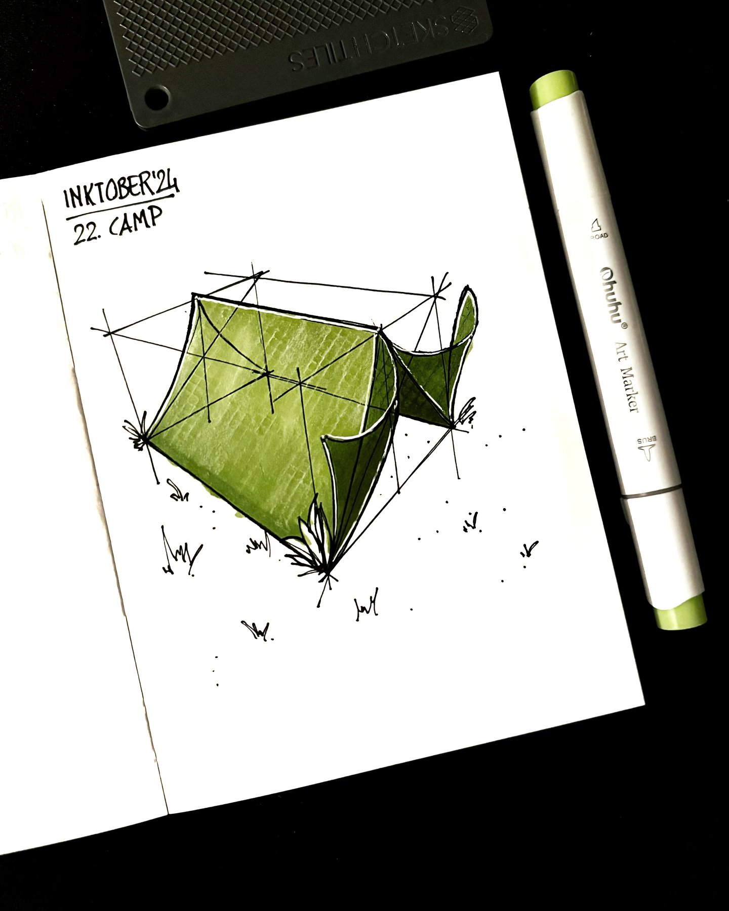 Green tent study by Oz