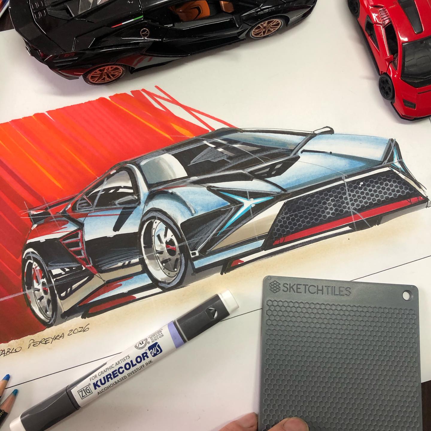 Black concept car sketch. From Sketch Academy classes