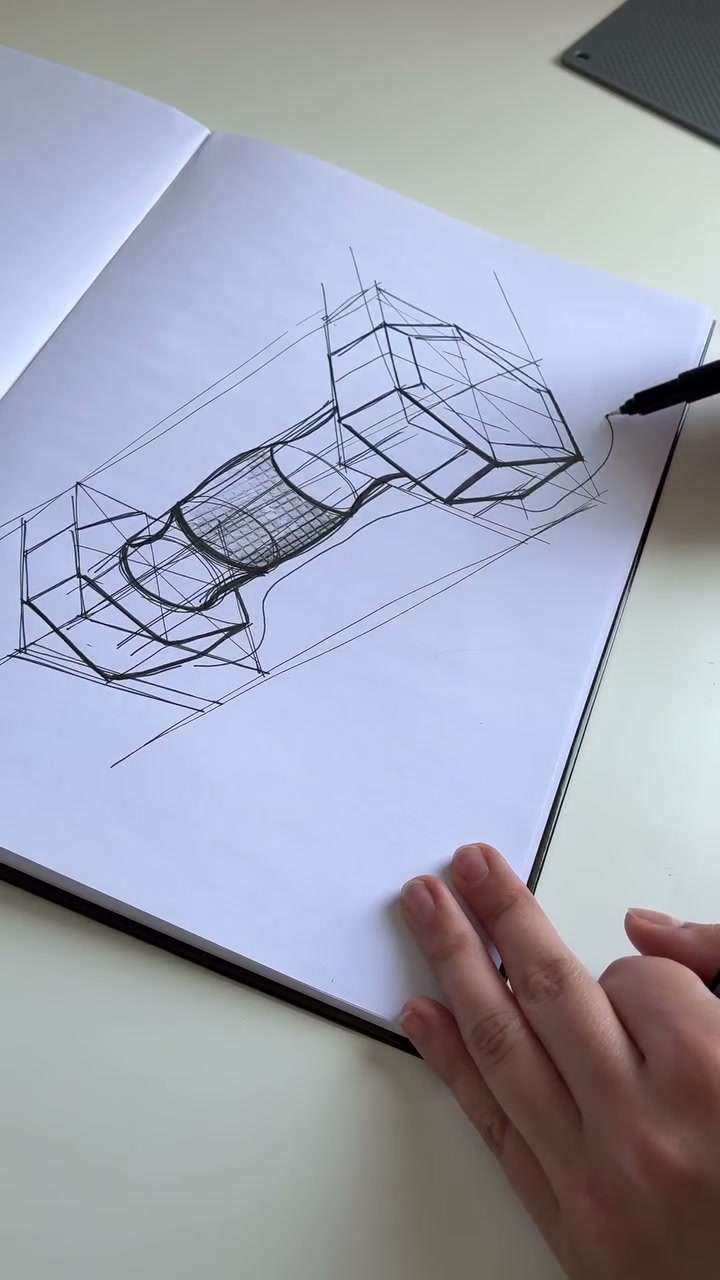 Dumbbell sketch with a textured handle (video still) by Robin Bouten