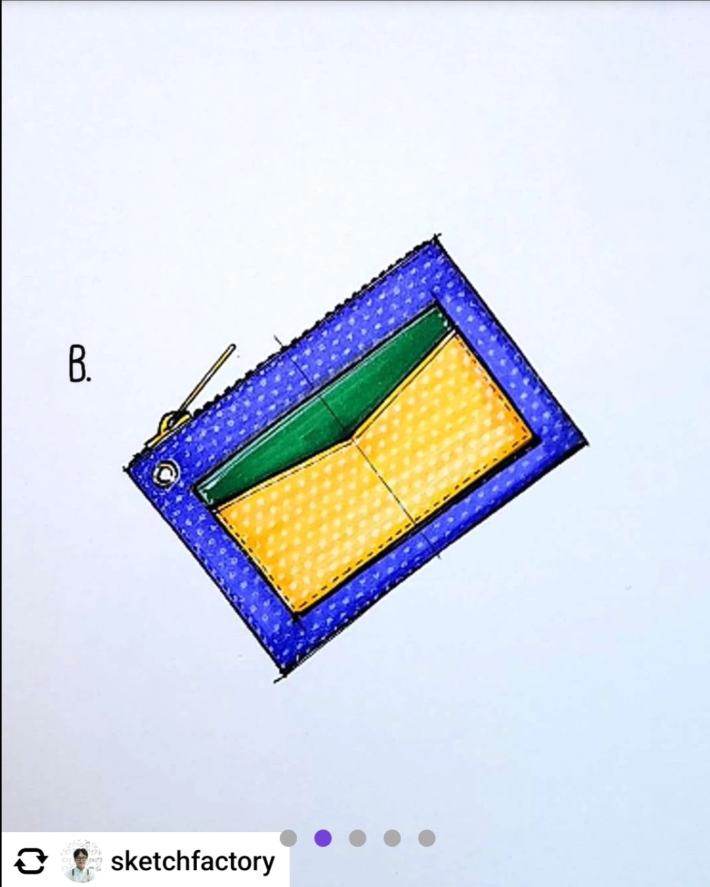Blue and yellow wallet study by Jeongmo Han